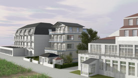 städtebauliche Visualisierung Niendorf/Ostsee: Einfügung der Rekonstruktion einer Strand-Villa